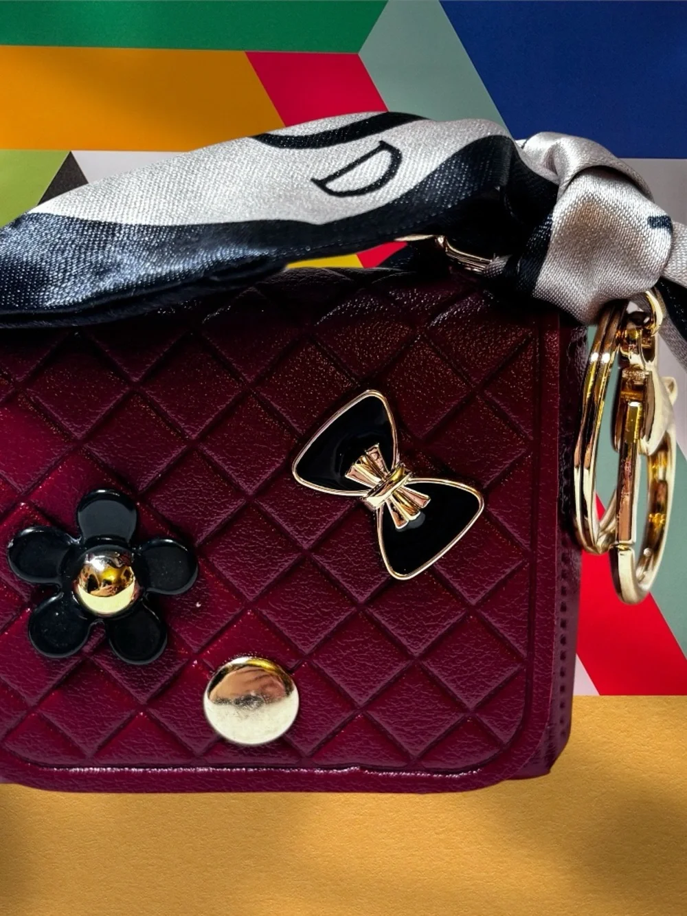 New Small Top-Handle Leather Satchel in (Pink, burgundy,black key chains